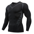 Camiseta masculina esportiva de compressão, secagem rápida, ideal para treino, academia e corrida.