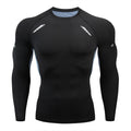Camiseta masculina esportiva de compressão, secagem rápida, ideal para treino, academia e corrida.