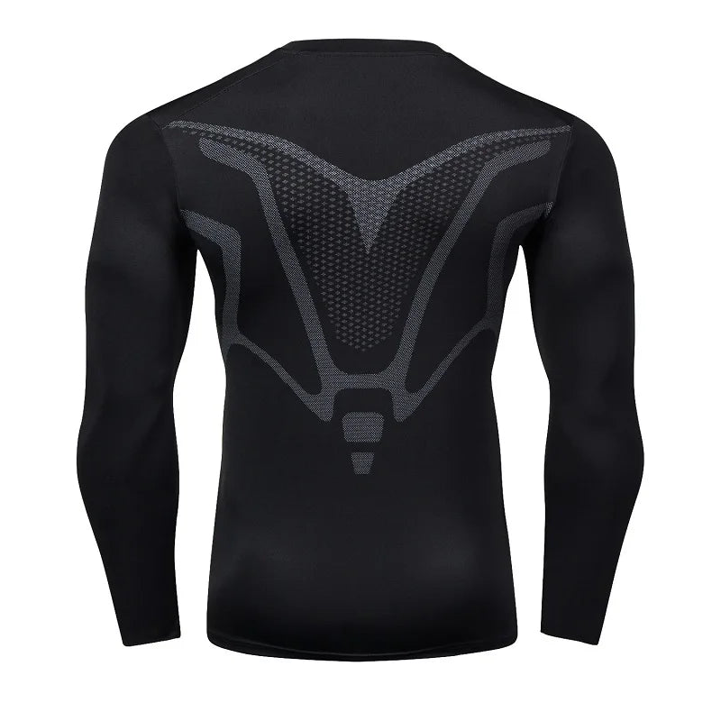 Camiseta masculina esportiva de compressão, secagem rápida, ideal para treino, academia e corrida.