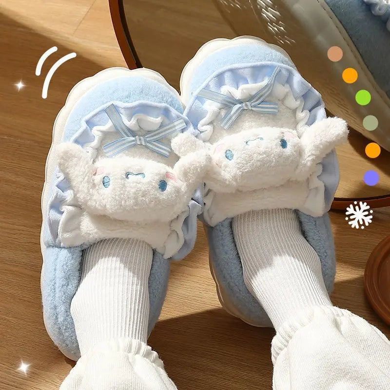 🌸 Pantufas Sanrio de Algodão | Hello Kitty, Kuromi e Cinnamoroll