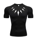 (Camisa de compressão masculina PANTERA NEGRA) — camiseta esportiva de academia com secagem rápida, elasticidade