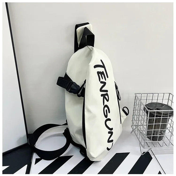 Bolsa de peito de nylon (unissex, moderna, funcional, para outono e inverno)