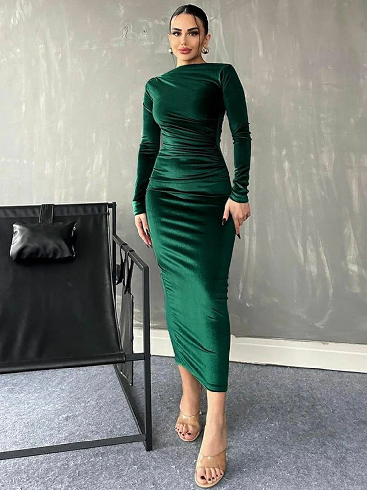 ✨ Vestido Midi de Veludo Dulzura — Primavera/Verão 2025