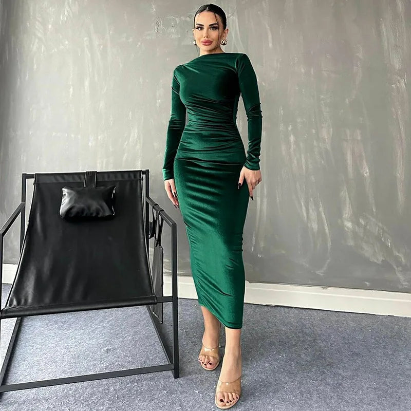 ✨ Vestido Midi de Veludo Dulzura — Primavera/Verão 2025