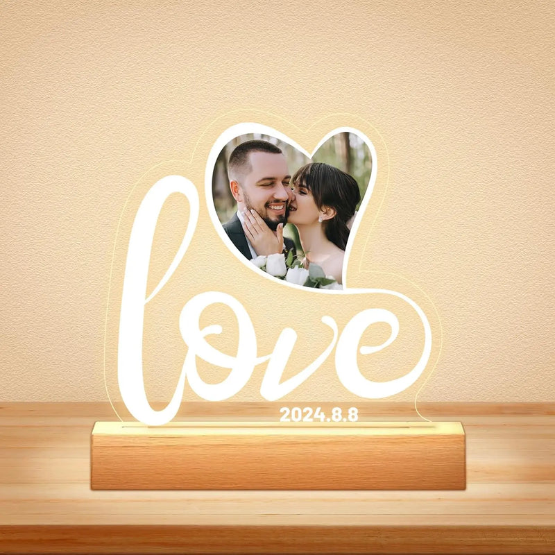 Placa de acrílico personalizada com luz noturna - O Presente que Encanta Corações.