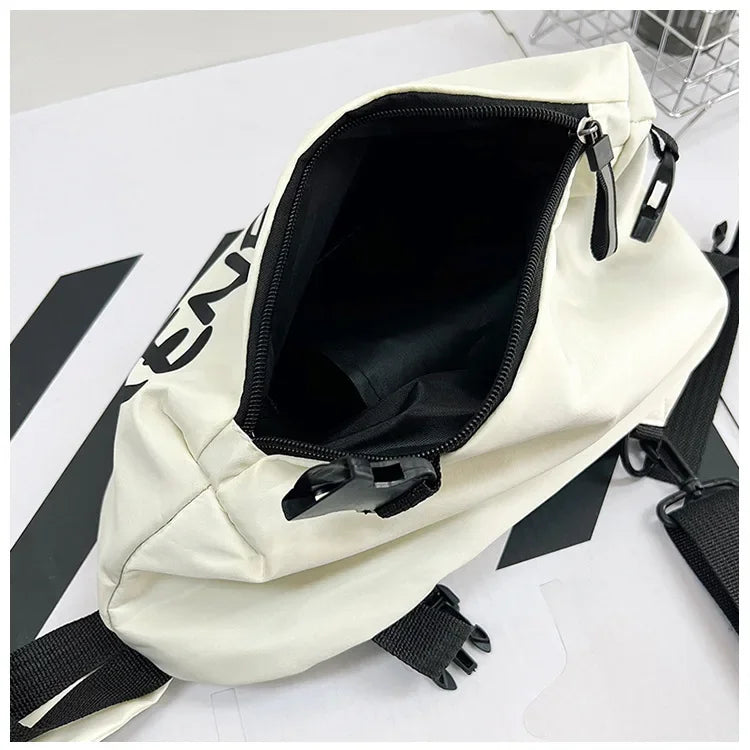 Bolsa de peito de nylon (unissex, moderna, funcional, para outono e inverno)