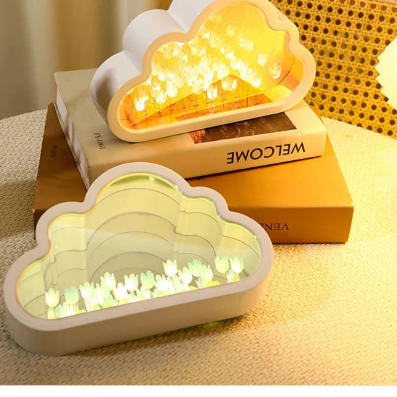 Lâmpada de Atmosfera Noturna de Mar com Flor de Tulipa – Um toque de arte, luz e encanto em um só item!