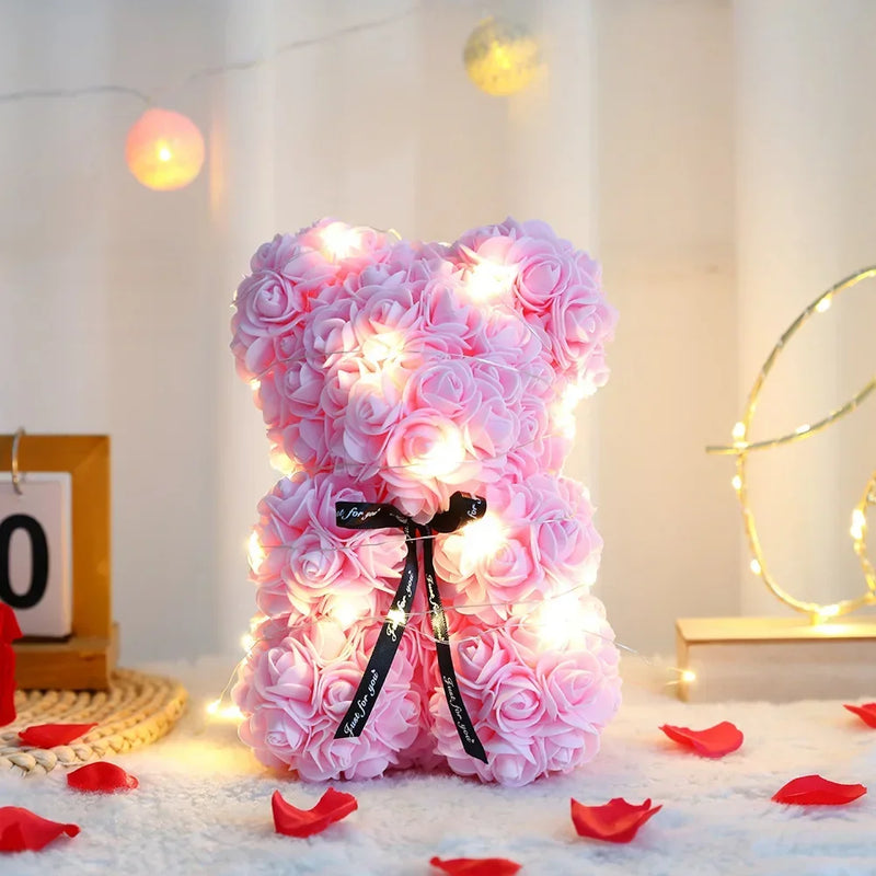 Urso de pelúcia artificial de 25 cm com caixa de presente romântico - 🧸 Mais que um Presente: Um Gesto que Fala com a Alma