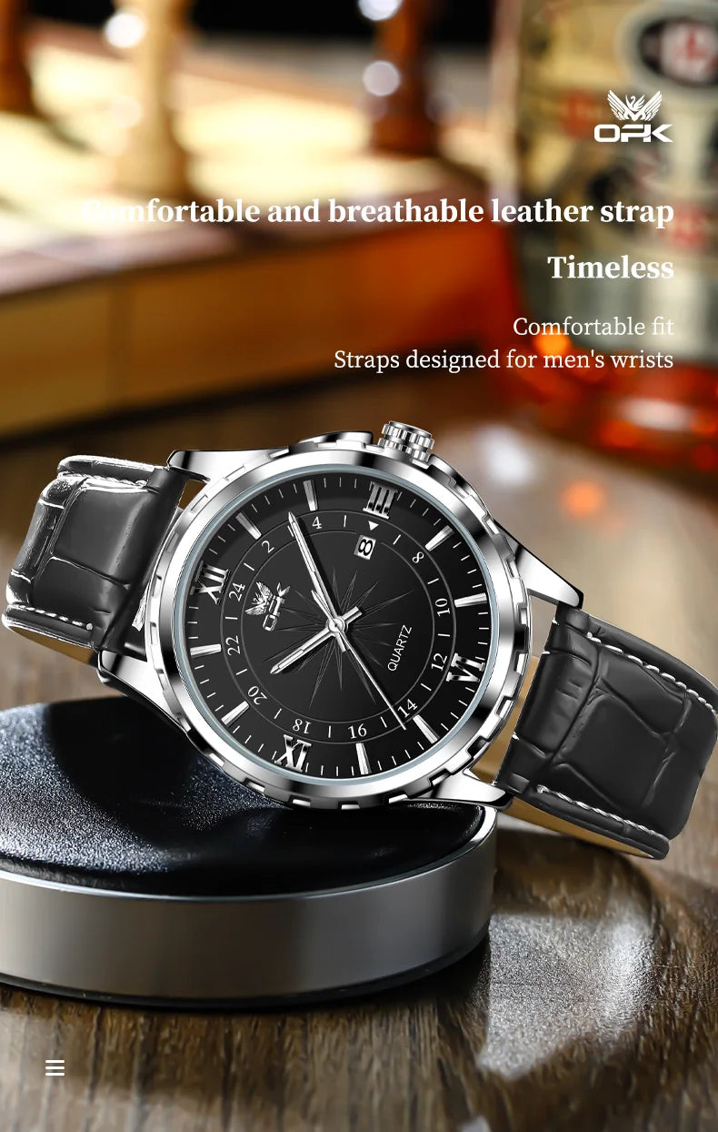 Relógio de Quartzo Masculino OPK Brand Steel Belt Dual Calendar 6003