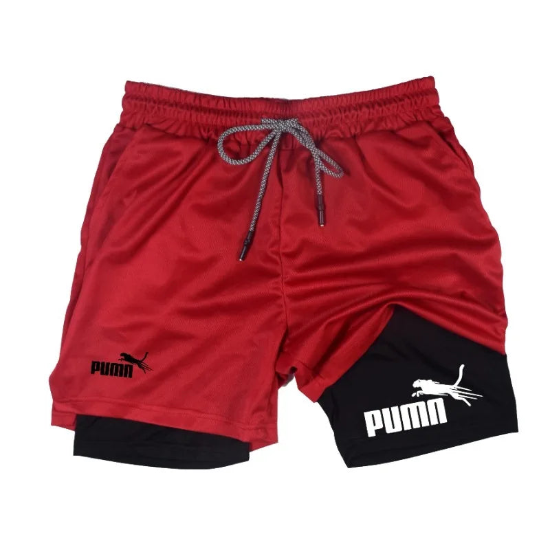 shorts masculinos 2 em 1 de camada dupla, compressão e secagem rápida (M a 3XL)