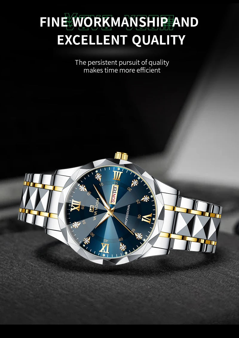 Relógio Masculino Water Diamond Luxury Night Glow