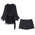TRAFZA 2025 – Conjunto feminino de verão (vestido curto + shorts slim)