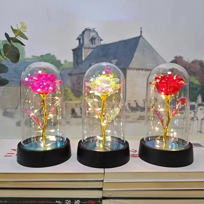Luz noturna de rosa realista e eterna - Mais do que uma Luminária, um Presente para a Alma