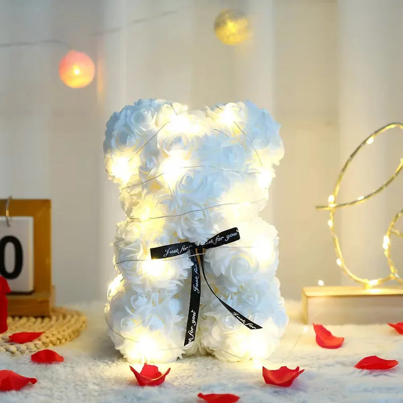 Urso de pelúcia artificial de 25 cm com caixa de presente romântico - 🧸 Mais que um Presente: Um Gesto que Fala com a Alma