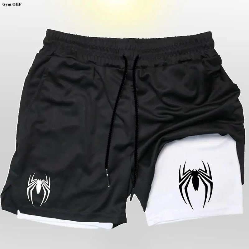 🕷️ 2099 Spider Sport Shorts 2 em 1 — Mais que um Short, Uma Armadura da Nova Era Masculina