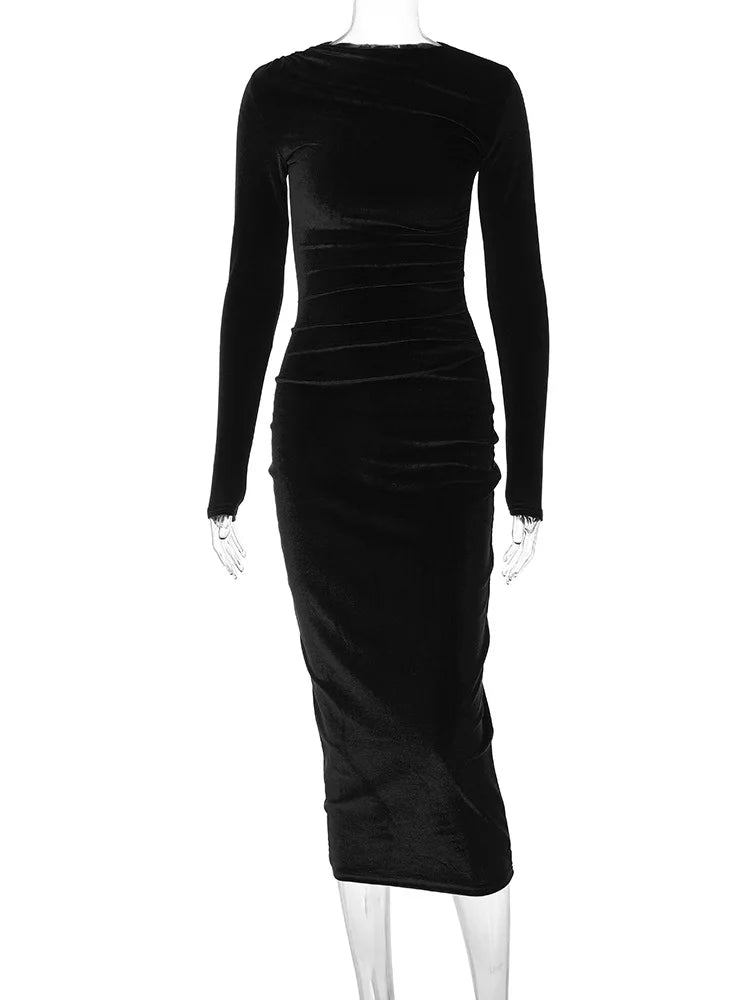 ✨ Vestido Midi de Veludo Dulzura — Primavera/Verão 2025
