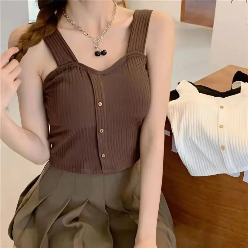 Top curto feminino Y2K com bojo, estilo espartilho de verão - ✦ Desperte o que há de mais poderoso em você ✦