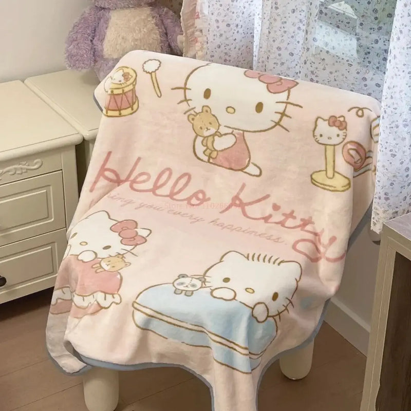Sanrio Cloak Kuromi, Cinnamoroll, Hello Kitty, My Melody — Manta de Pelúcia com Capuz.