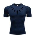 (Camisa de compressão masculina PANTERA NEGRA) — camiseta esportiva de academia com secagem rápida, elasticidade