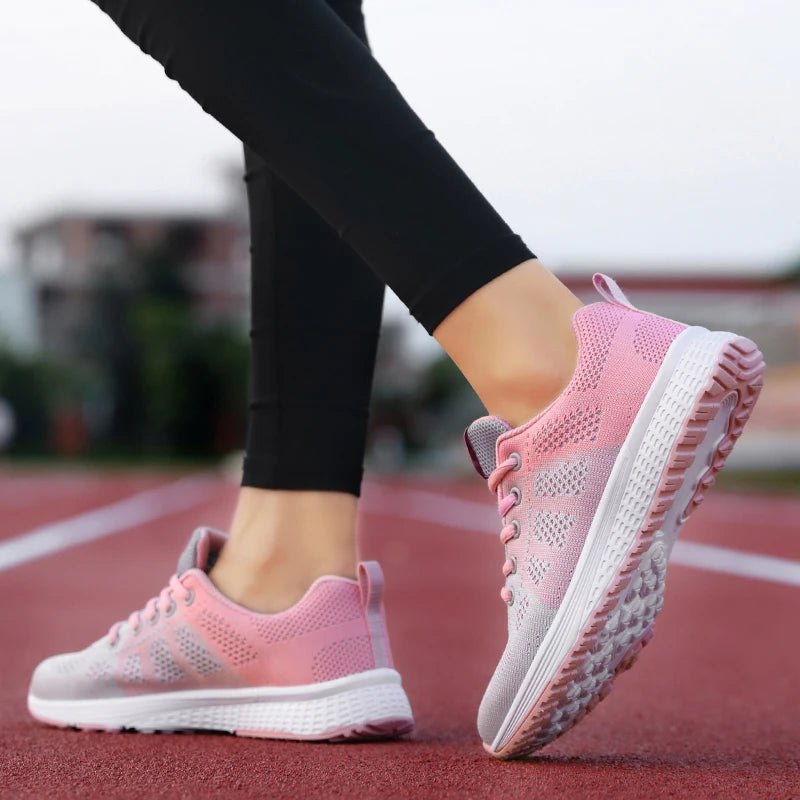 2025 Sapatos Esportivos Femininos – Moda Plataforma, Tênis Femininos Primavera/Inverno, Flats de Corrida