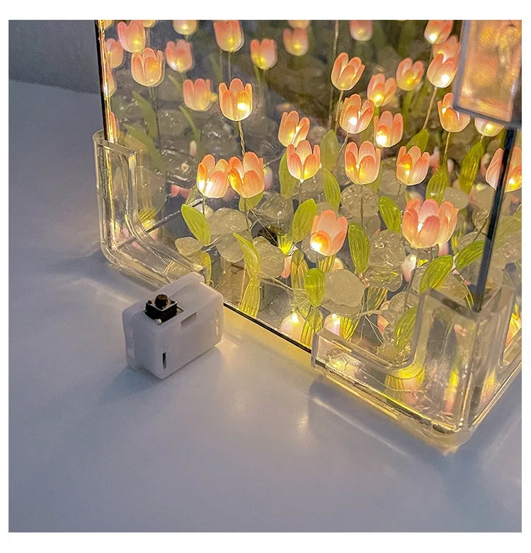 Luz Noturna em Cubo de Tulipa – Kit DIY Completo - Beleza que Encanta os Olhos e Toca o Coração