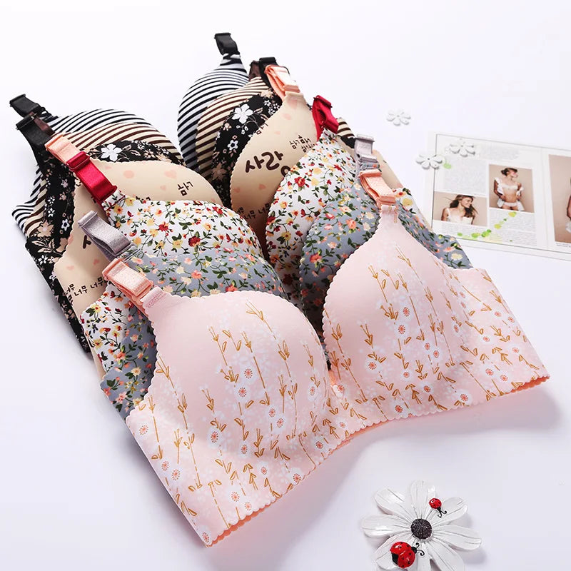 Sutiã Feminino Sem Costura com Estampa Floral - 🌸 Beleza que Abraça, Conforto que Liberta