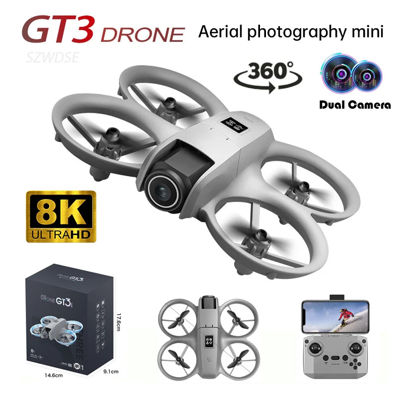 NOVO Mini Drone GT3 Dobrável com Câmera 8K – A Revolução da Fotografia Aérea ao Seu Alcance!