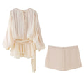 TRAFZA 2025 – Conjunto feminino de verão (vestido curto + shorts slim)