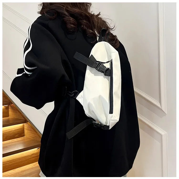 Bolsa de peito de nylon (unissex, moderna, funcional, para outono e inverno)