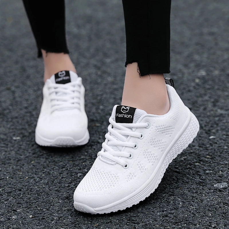 2025 Sapatos Esportivos Femininos – Moda Plataforma, Tênis Femininos Primavera/Inverno, Flats de Corrida