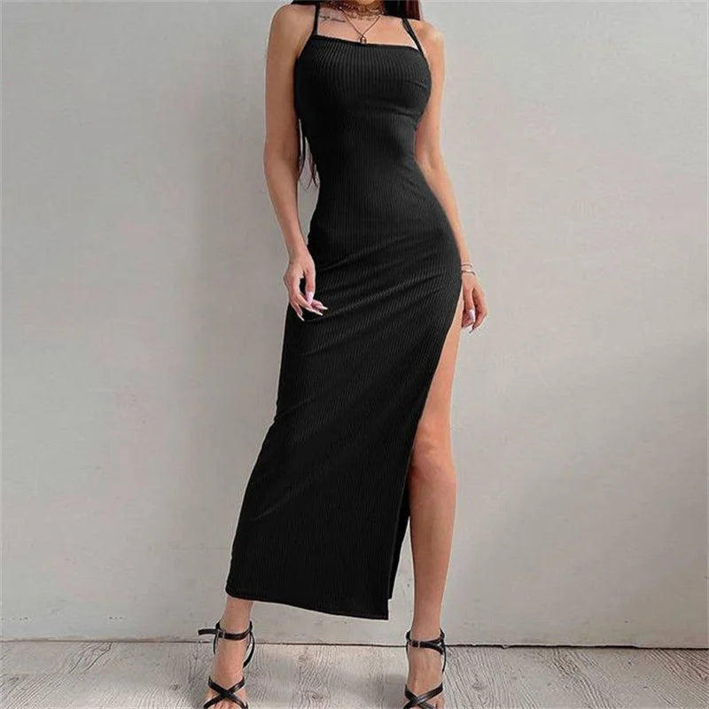 ✨ VESTIDO LONGO PRETO SEXY COM FENDA ALTA - O DESPERTAR DA SUA ESSÊNCIA FEMININA