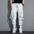 Calça Cargo Masculina com Vários Bolsos, Estilo Urbano, Ajuste Solto e Cordão
