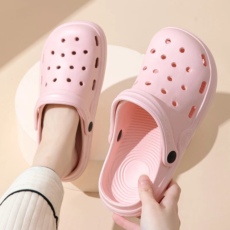 Tamancos femininos de verão, sandálias de sola grossa, chinelos de casa, sapatos de jardim