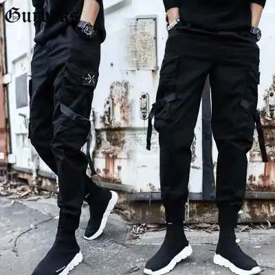 Calça Cargo Masculina com Vários Bolsos, Estilo Urbano, Ajuste Solto e Cordão