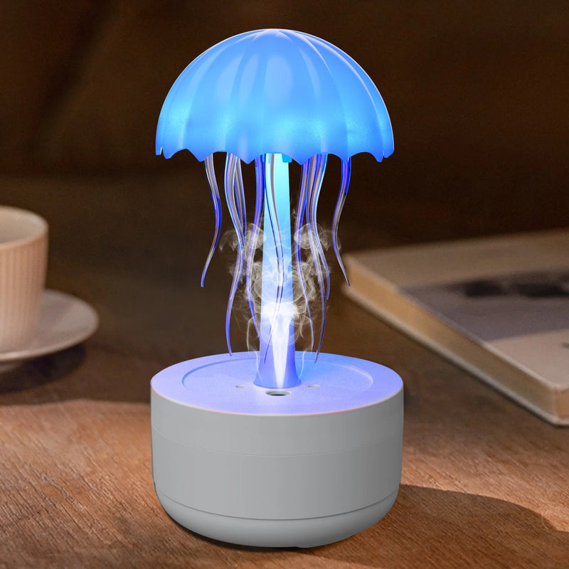 Luz Noturna de Desenho Animado de Água-viva RGB com Controle de Voz – Lâmpada de Cabeceira Tipo C, LED Noturna, Umidificador e Bluetooth Atualizado.
