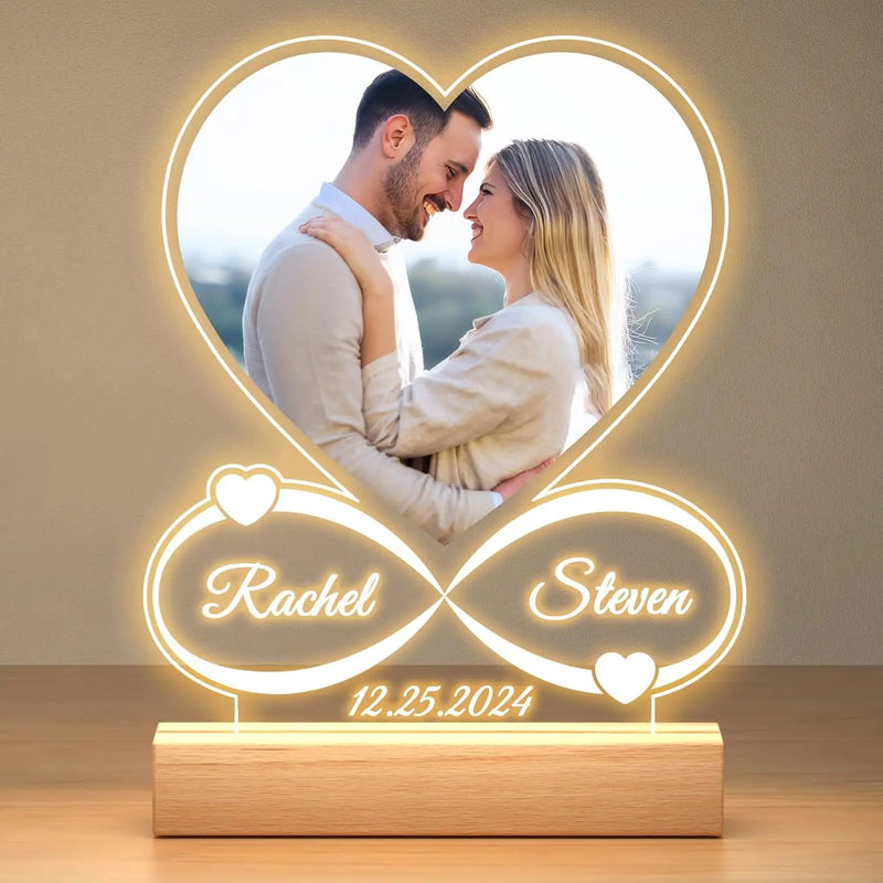 Placa de acrílico personalizada com luz noturna - O Presente que Encanta Corações.