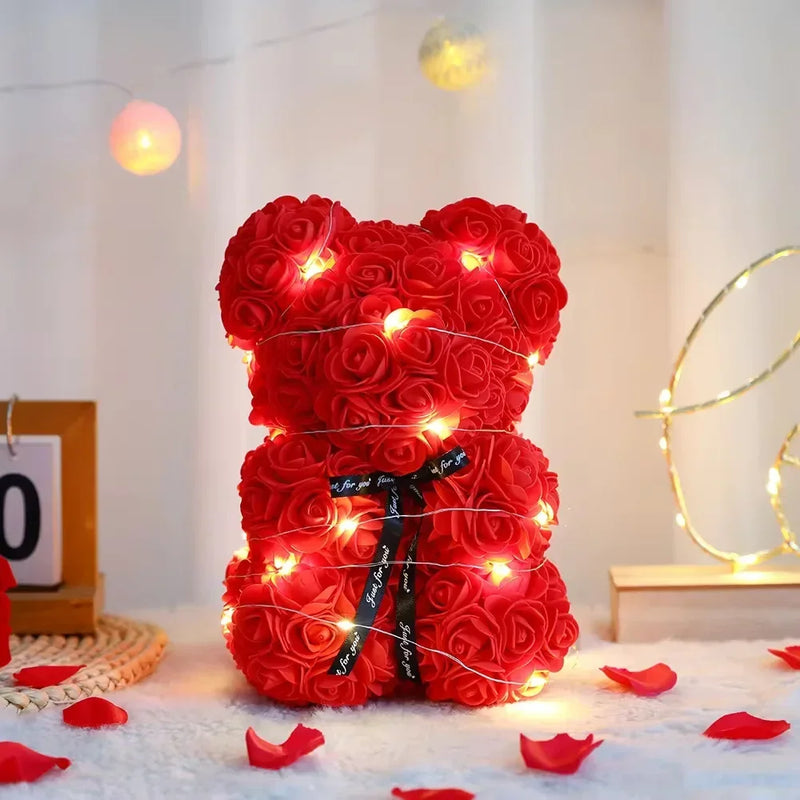 Urso de pelúcia artificial de 25 cm com caixa de presente romântico - 🧸 Mais que um Presente: Um Gesto que Fala com a Alma
