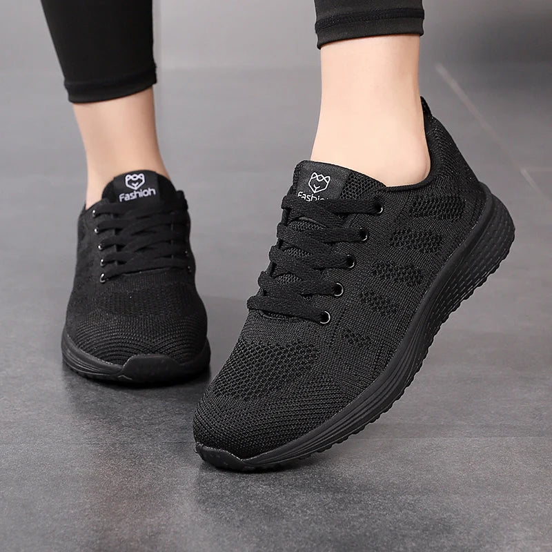 2025 Sapatos Esportivos Femininos – Moda Plataforma, Tênis Femininos Primavera/Inverno, Flats de Corrida