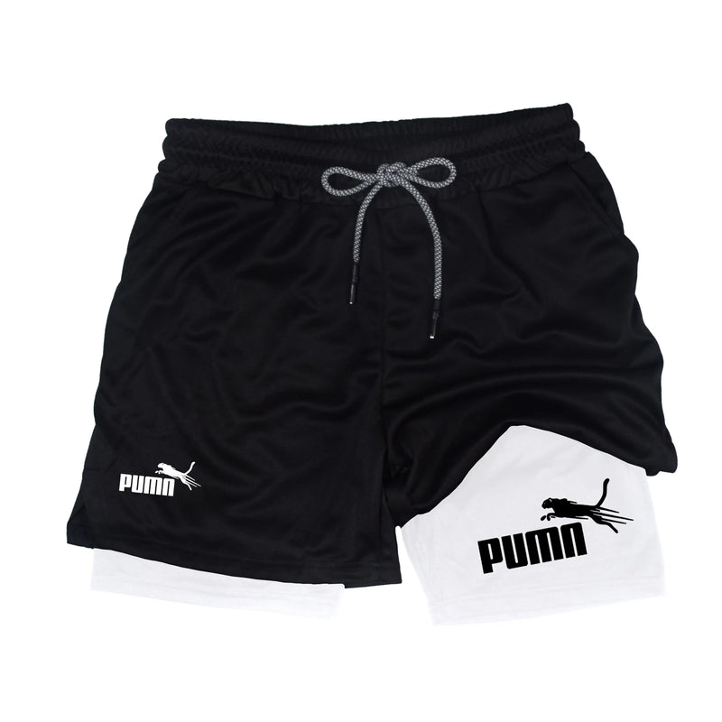 shorts masculinos 2 em 1 de camada dupla, compressão e secagem rápida (M a 3XL)