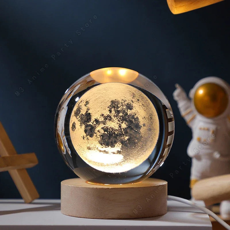 Luz Noturna LED com Bola de Cristal 3D Galática