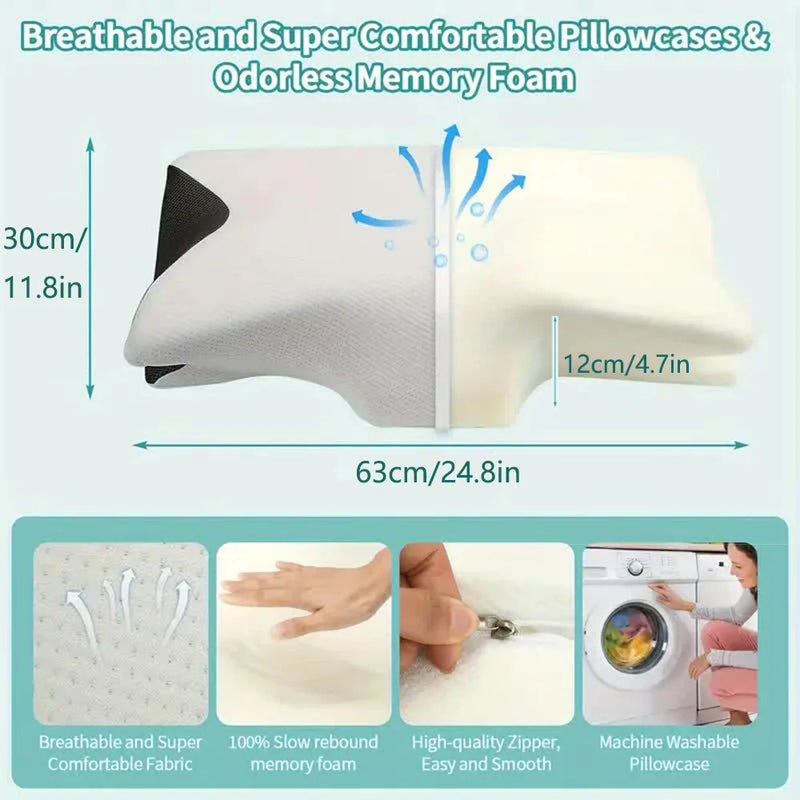 🦋 Travesseiro de Pescoço Ortopédico Butterfly Sleep com espuma viscoelástica de recuperação lenta