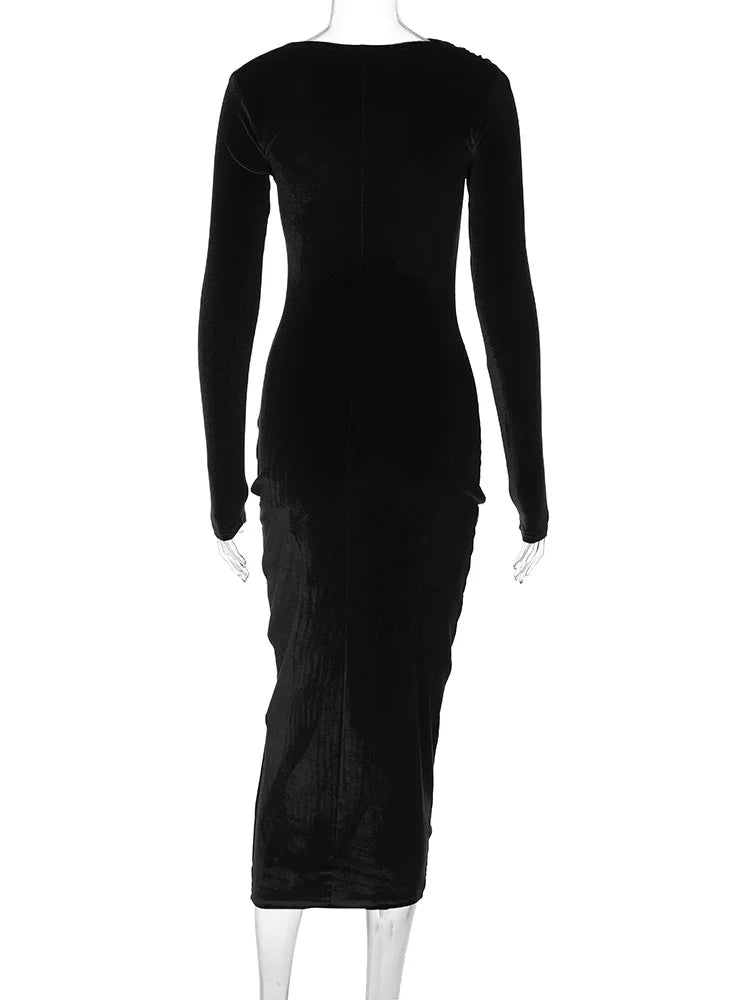✨ Vestido Midi de Veludo Dulzura — Primavera/Verão 2025