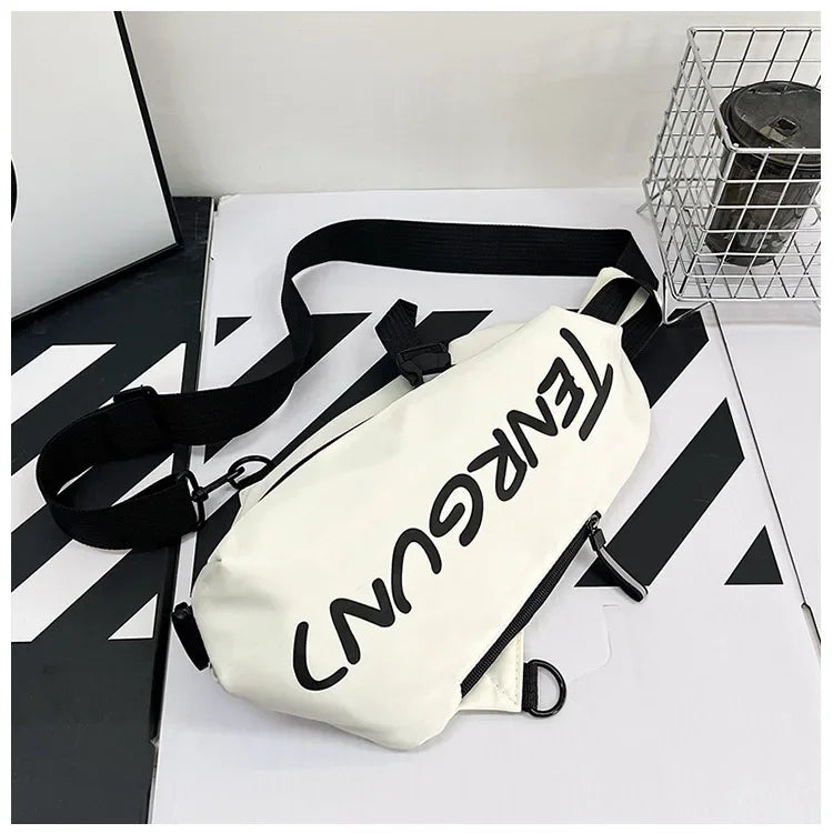Bolsa de peito de nylon (unissex, moderna, funcional, para outono e inverno)