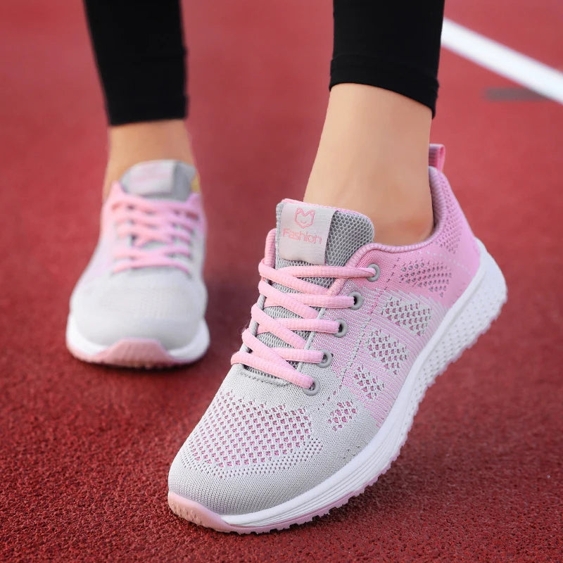 2025 Sapatos Esportivos Femininos – Moda Plataforma, Tênis Femininos Primavera/Inverno, Flats de Corrida
