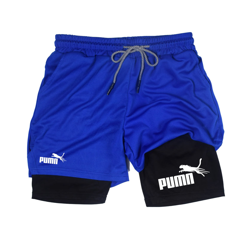 shorts masculinos 2 em 1 de camada dupla, compressão e secagem rápida (M a 3XL)