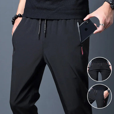 Calça casual masculina elástica, slim fit, cintura elástica, jogger, estilo coreano, clássica, azul, preta e cinza, tamanhos grandes calça,calças,Homem,lançamentos,mais,Mais vendidos,masculino,Melhores,Melhores Promoções,roupas,Vestuário