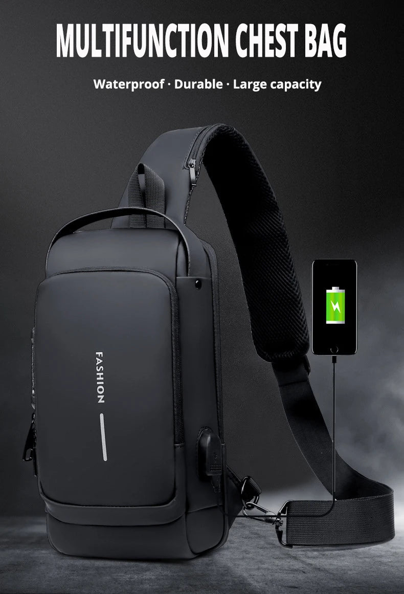 Descubra a Nova Era do Estilo e Segurança Masculina — Bolsa Transversal de Couro PU Antifurto, Clássica e Multifuncional