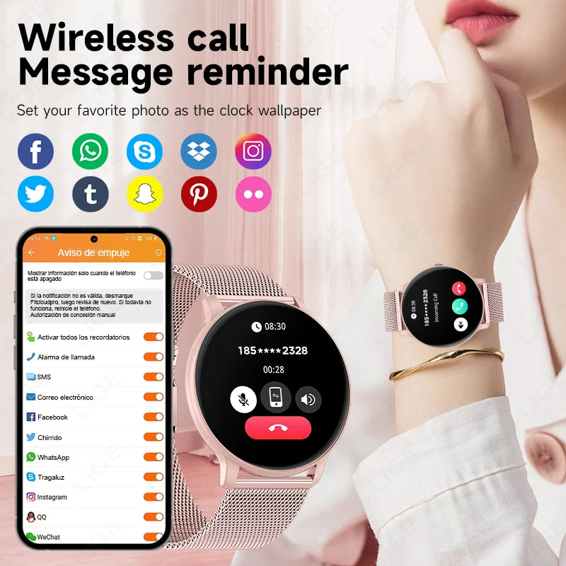 Relógio Inteligente Feminino ⌚ LIGE 2025 — O Relógio que Ouve Sua Alma Antes do Seu Pulso