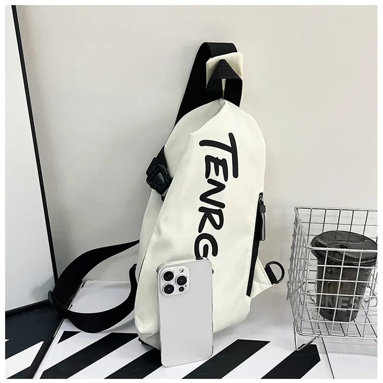 Bolsa de peito de nylon (unissex, moderna, funcional, para outono e inverno)