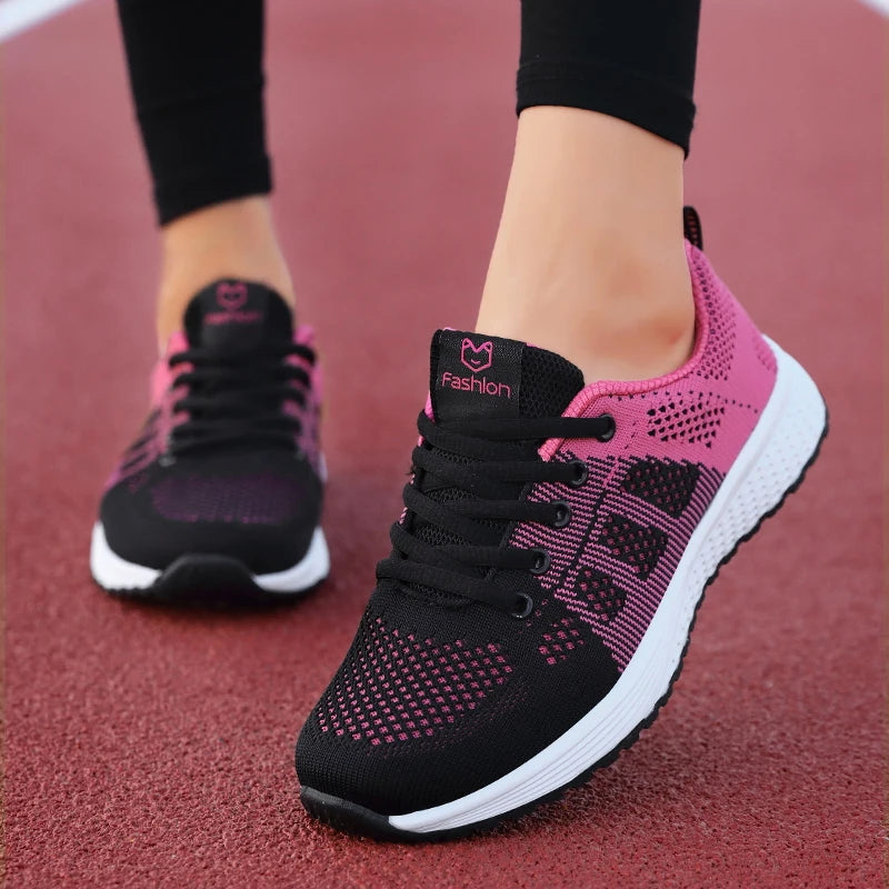 2025 Sapatos Esportivos Femininos – Moda Plataforma, Tênis Femininos Primavera/Inverno, Flats de Corrida